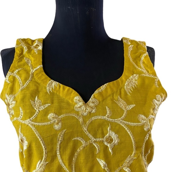Beautiful Yellow Mustard Colored Embroidered Kurt’s Tunic Dress - Picture 9 of 16